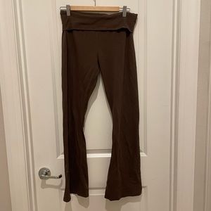 Fold over, brown yoga pants